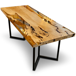 銀杏 イチョウ 一枚板 希少木材 天然木 ダイニングテーブル クリアレジン 4人掛 4人用 サイズ 幅 77cm×190 10枚目の画像
