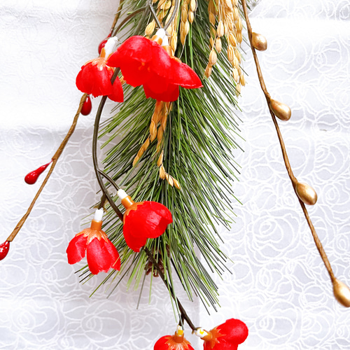 即日配送•梅】若松と稲穂のお正月飾りスワッグ 数量限定 正月飾り 五穀