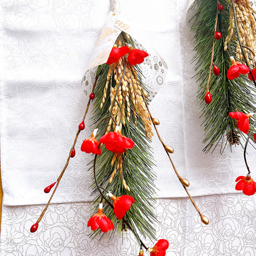 即日配送•梅】若松と稲穂のお正月飾りスワッグ 数量限定 正月飾り 五穀