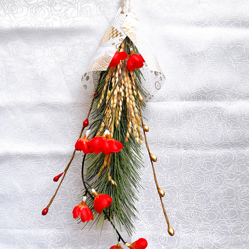 即日配送•梅】若松と稲穂のお正月飾りスワッグ 数量限定 正月飾り 五穀