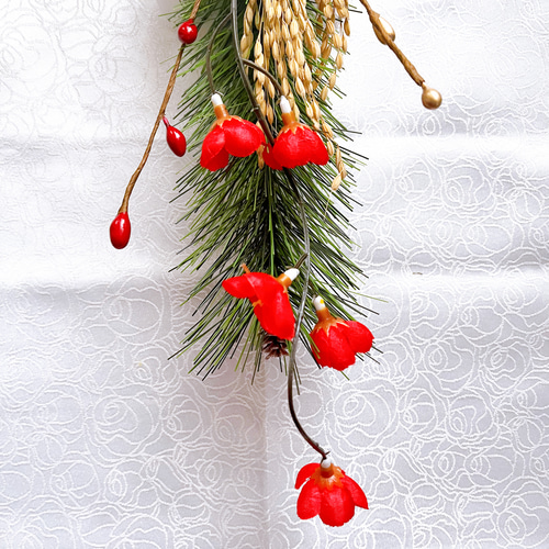 即日配送•梅】若松と稲穂のお正月飾りスワッグ 数量限定 正月飾り 五穀