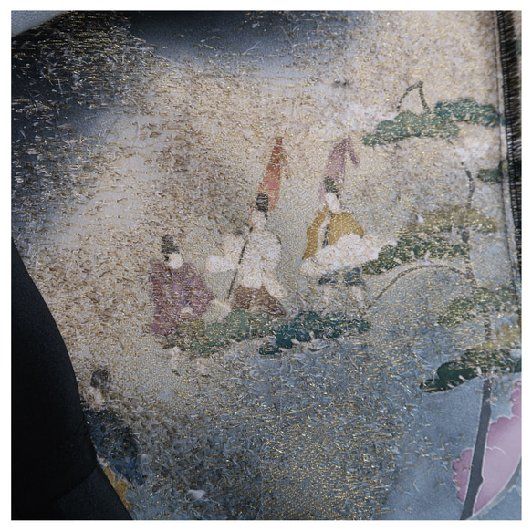 フリル袖の黒留チュニックワンピース/平安物語　フリーサイズ　 着物リメイク　 kimono 7枚目の画像