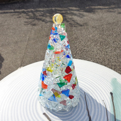 【クリスマスツリー】カレットガラスフュージング 8枚目の画像