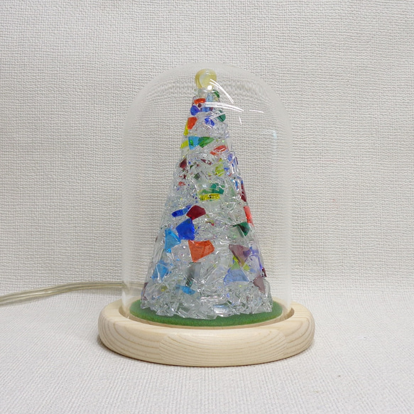 【クリスマスツリー】カレットガラスフュージング 3枚目の画像