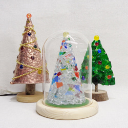 【クリスマスツリー】カレットガラスフュージング 2枚目の画像