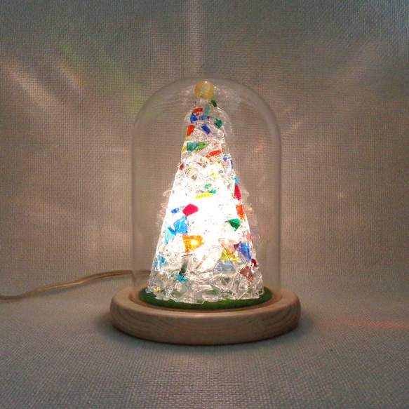 【クリスマスツリー】カレットガラスフュージング 4枚目の画像