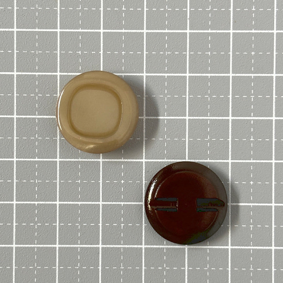 レトロ 円形 丸型 ボタン ベージュ ブラウン レッド 19mm 8個セット ec-293 3枚目の画像