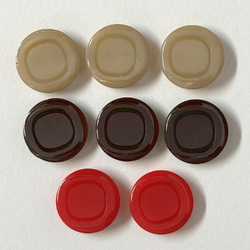 レトロ 円形 丸型 ボタン ベージュ ブラウン レッド 19mm 8個セット ec-293 1枚目の画像