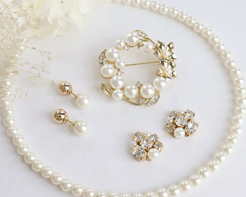 選べるフォーマル3点セット／ フラワーパールブローチ・ネックレス