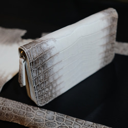 ヒマラヤタロコダイル手作りラウンドファスナー長財布　手縫い手作り長い財布 7枚目の画像