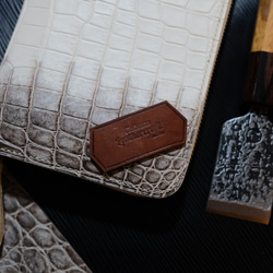 ヒマラヤタロコダイル手作りラウンドファスナー長財布　手縫い手作り長い財布 5枚目の画像
