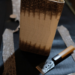 ヒマラヤタロコダイル手作りラウンドファスナー長財布　手縫い手作り長い財布 3枚目の画像