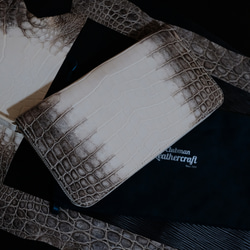 ヒマラヤタロコダイル手作りラウンドファスナー長財布　手縫い手作り長い財布 4枚目の画像