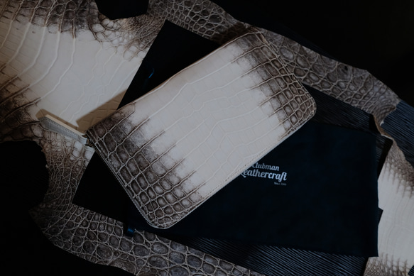 ヒマラヤタロコダイル手作りラウンドファスナー長財布　手縫い手作り長い財布 4枚目の画像