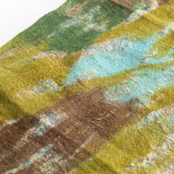 ウールフェルトスカーフ/ウェットフェルトスカーフ/水彩芸術スカーフ/ウールグラデーションスカーフ-グリーンプレーリーメリノ暖かい 3枚目の画像