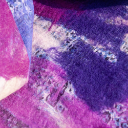 ウールフェルトスカーフ/ウェットフェルトスカーフ/水彩芸術スカーフ/ウールグラデーションスカーフ-グレープパープルフルーツメリノ 12枚目の画像