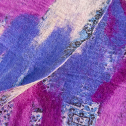 ウールフェルトスカーフ/ウェットフェルトスカーフ/水彩芸術スカーフ/ウールグラデーションスカーフ-グレープパープルフルーツメリノ 10枚目の画像