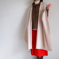 ロング ケープ コート Re_1say /圧縮 ウール ジャージー【 ピンク