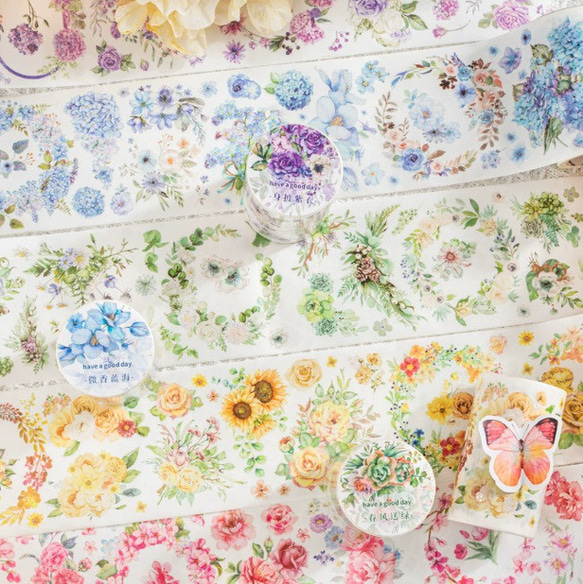 春意满园シリーズ 和紙 6種類 コラージュ 装飾 花 ボタニカル No.130 1枚目の画像