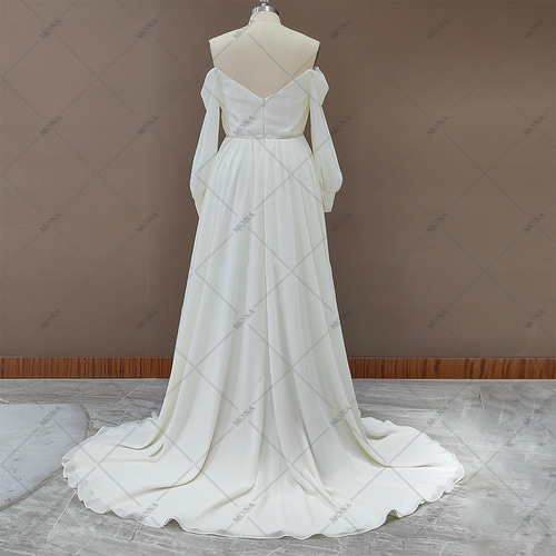 オフショルダー 上品 クラシカル ウェディングドレス 海外挙式ドレス