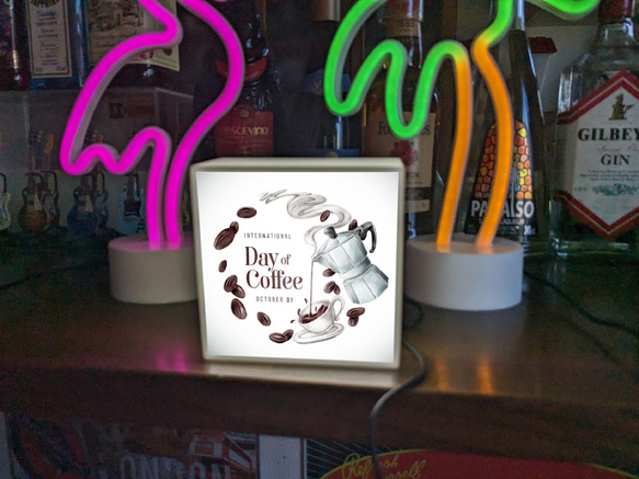 【手のひらサイズ】コーヒー 豆 カフェ 喫茶 店舗 自宅 ミニチュア サイン ランプ 看板 置物 雑貨 ライトBOX 4枚目の画像