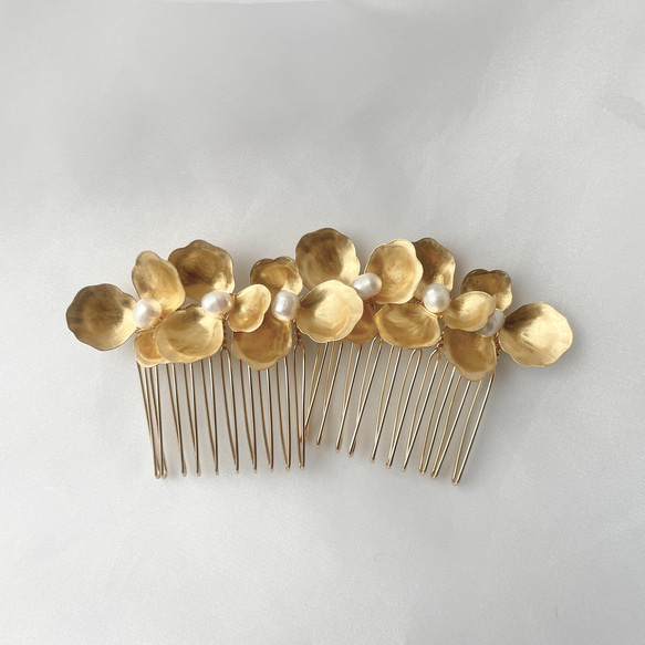 brass flower comb ヘアアクセサリー 9枚目の画像