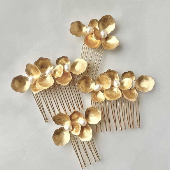 brass flower comb ヘアアクセサリー 10枚目の画像