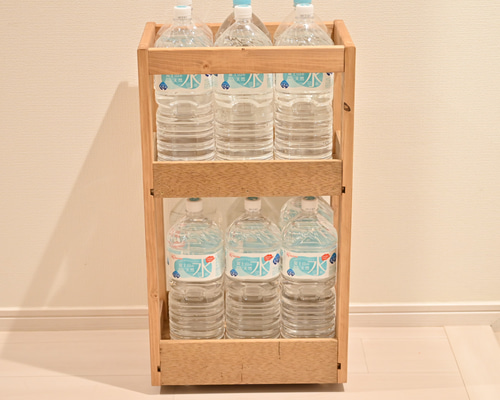 ペットボトルラック2段 2リットル12本収納可能 防災備蓄にも
