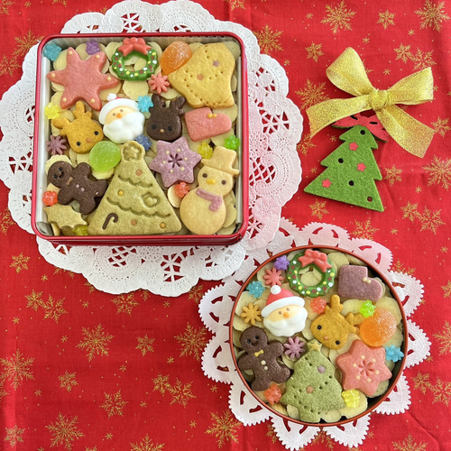 クリスマスクッキー缶 ☆丸缶 ☆ クッキー おかしの家 通販 クリスマスクッキー缶 ☆丸缶 ☆ クッキー おかしの家 通販