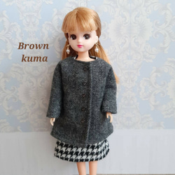 リカちゃん服 ミモザのワンピース オフホワイト その他人形 Brown kuma