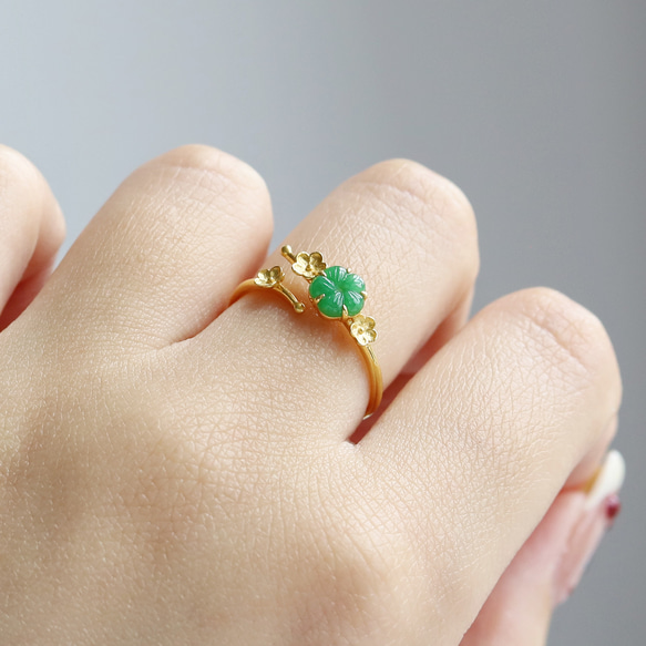 K18YG ミャンマー産翡翠（ヒスイ） 0.434ct・エメラルドリング