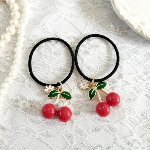 ゆらゆらフルーツ さくらんぼヘアゴム キッズ/レディース】子供 ヘア