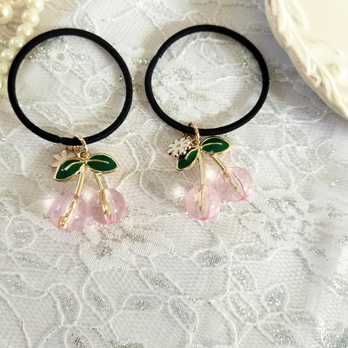 ゆらゆらフルーツ さくらんぼヘアゴム キッズ/レディース】子供 ヘア