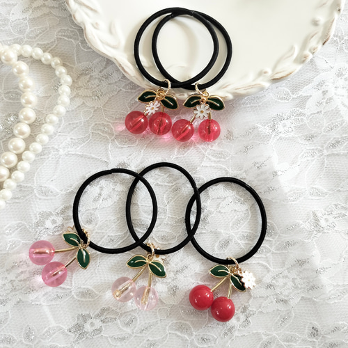 ゆらゆらフルーツ さくらんぼヘアゴム キッズ/レディース】子供 ヘア