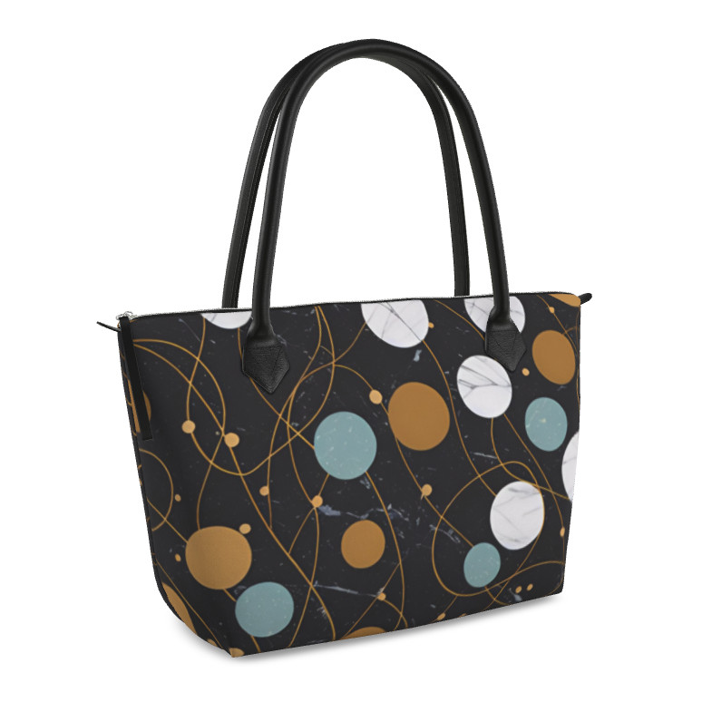 ドット柄の高級感あふれる神秘的な大理石がお洒落 ファスナー付き トートバッグ