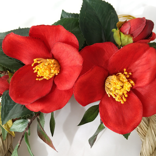 2way】艶やか 紅椿のしめ縄飾り お正月飾り 室内インテリアにも 和風