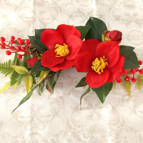 2way】艶やか 紅椿のしめ縄飾り お正月飾り 室内インテリアにも 和風