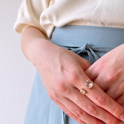 ピンクフォークリング　サイズ調節可能　指輪ゴールド　ギフト　プレゼント　桜ピンク　母の日 3枚目の画像