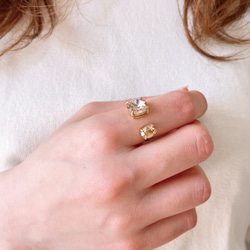 ピンクフォークリング　サイズ調節可能　指輪ゴールド　ギフト　プレゼント　桜ピンク　母の日 2枚目の画像