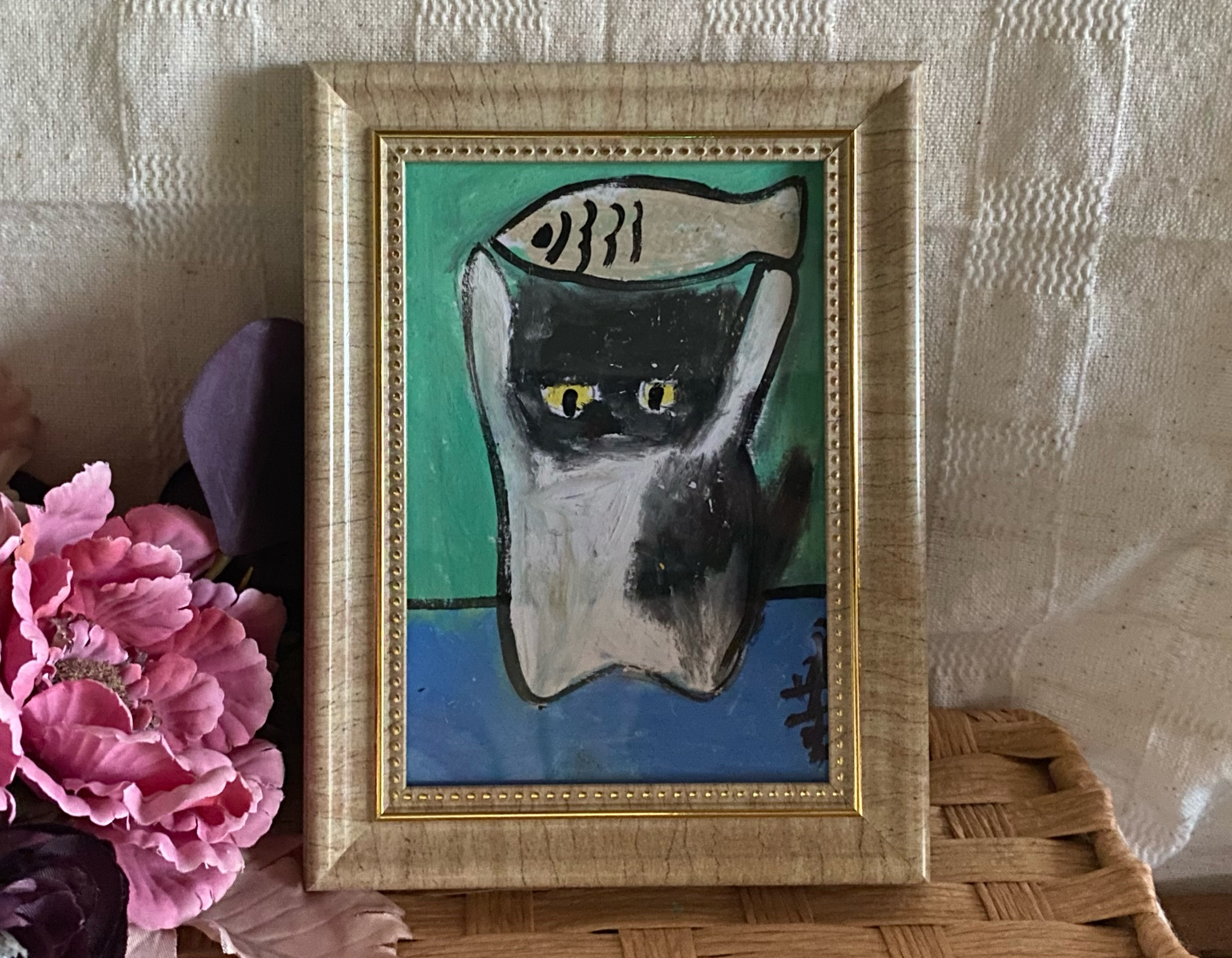 絵画。原画【可愛い猫ちゃんとワンちゃん】 絵画。原画【可愛い猫ちゃんとワンちゃん】
