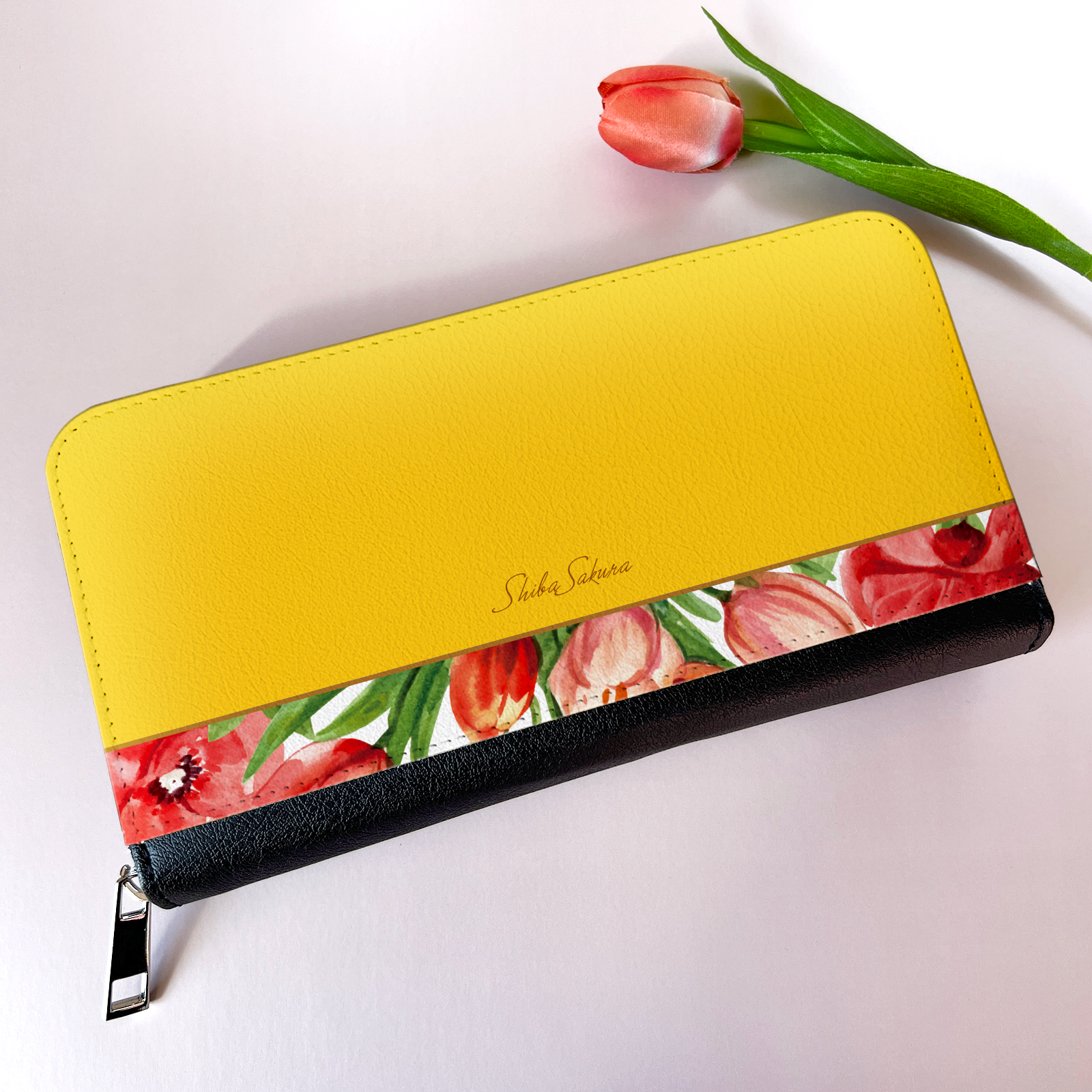チューリップの長財布（イエロー） チューリップ 春 花 財布 長財布