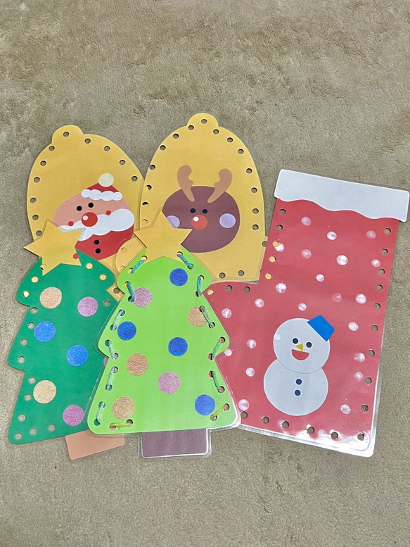 クリスマス　ブーツ　製作キット　紐通し　壁面飾り　冬　保育　高齢者　クラフト クリスマス ブーツ 製作キット 紐通し 壁面飾り 冬 保育 高齢者