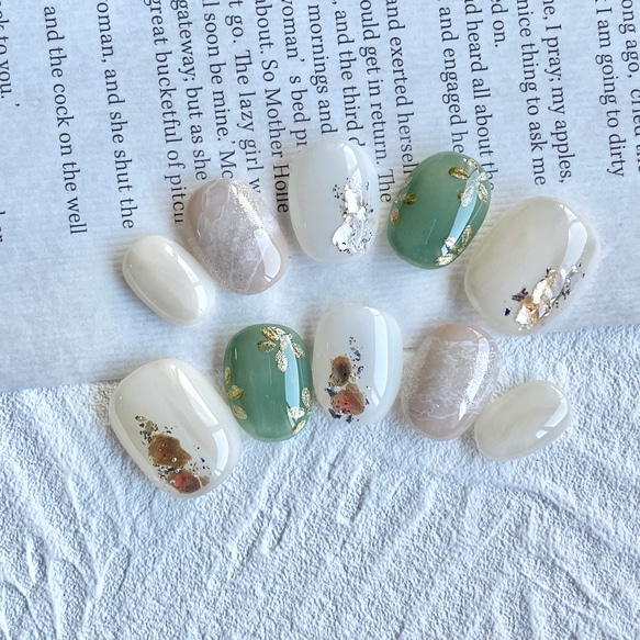 ♡ 翡翠色シンプル ♡ ニュアンス ベリーショート ネイルチップ