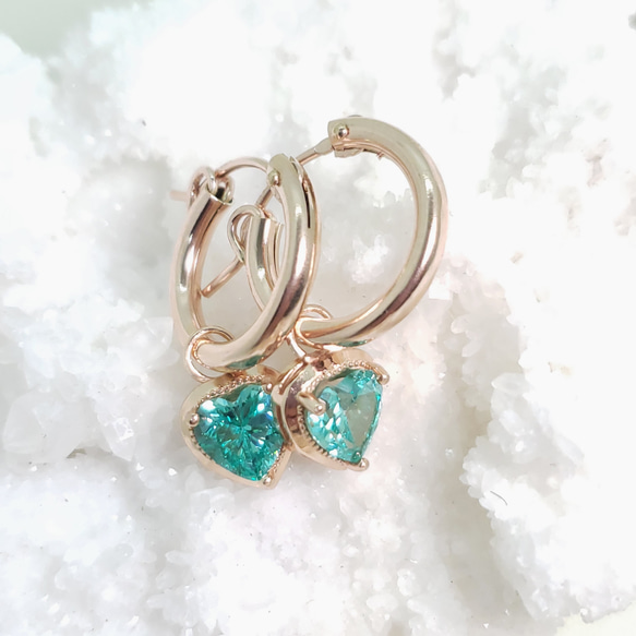 受注制作 フープピアスセット☆ 奇跡の輝き パライバトルマリン 人工