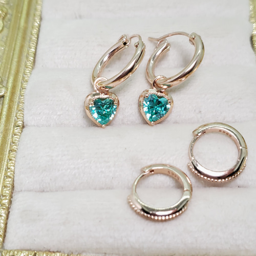 受注制作 フープピアスセット☆ 奇跡の輝き パライバトルマリン 人工