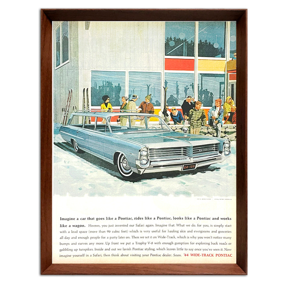 ポンティアック スキー 1960年代 アメリカ ヴィンテージ 雑誌 広告 額付 ポスター 3枚目の画像