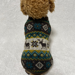 犬服！ノルディック柄裏起毛ニット グリーン⭐︎XS.S.M.DXS.DS.DM