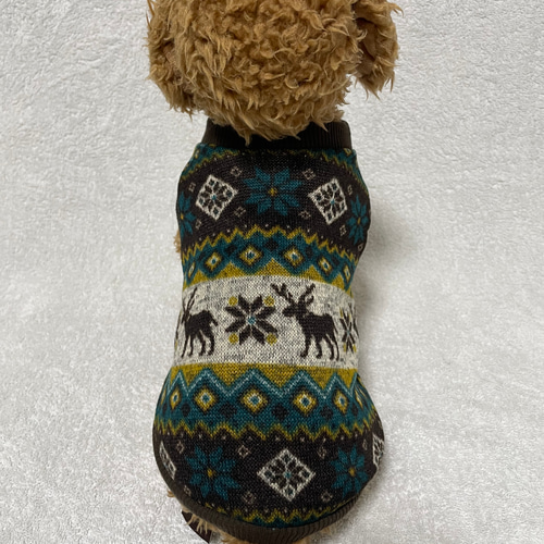 犬服！ノルディック柄裏起毛ニット グリーン⭐︎XS.S.M.DXS.DS.DM