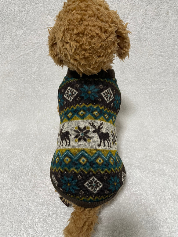 犬服！ノルディック柄裏起毛ニット グリーン⭐︎XS.S.M.DXS.DS.DM