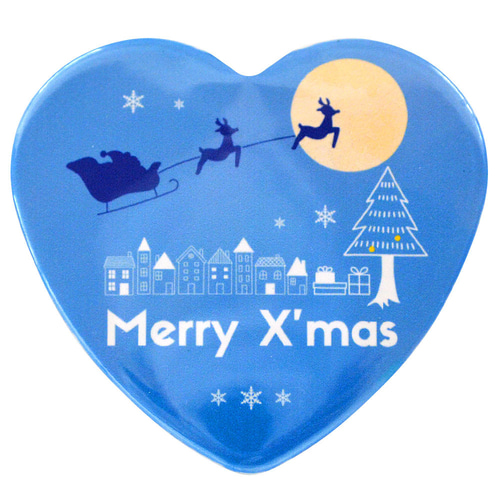 クリスマス ハート型 52.5×57ミリ 缶バッジ イベント パーティ 販促